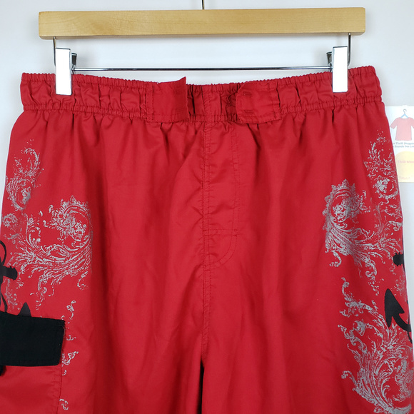 Water Sport Mens Swim Trunks Sz L 36/38 Red - Picture 6 of 7